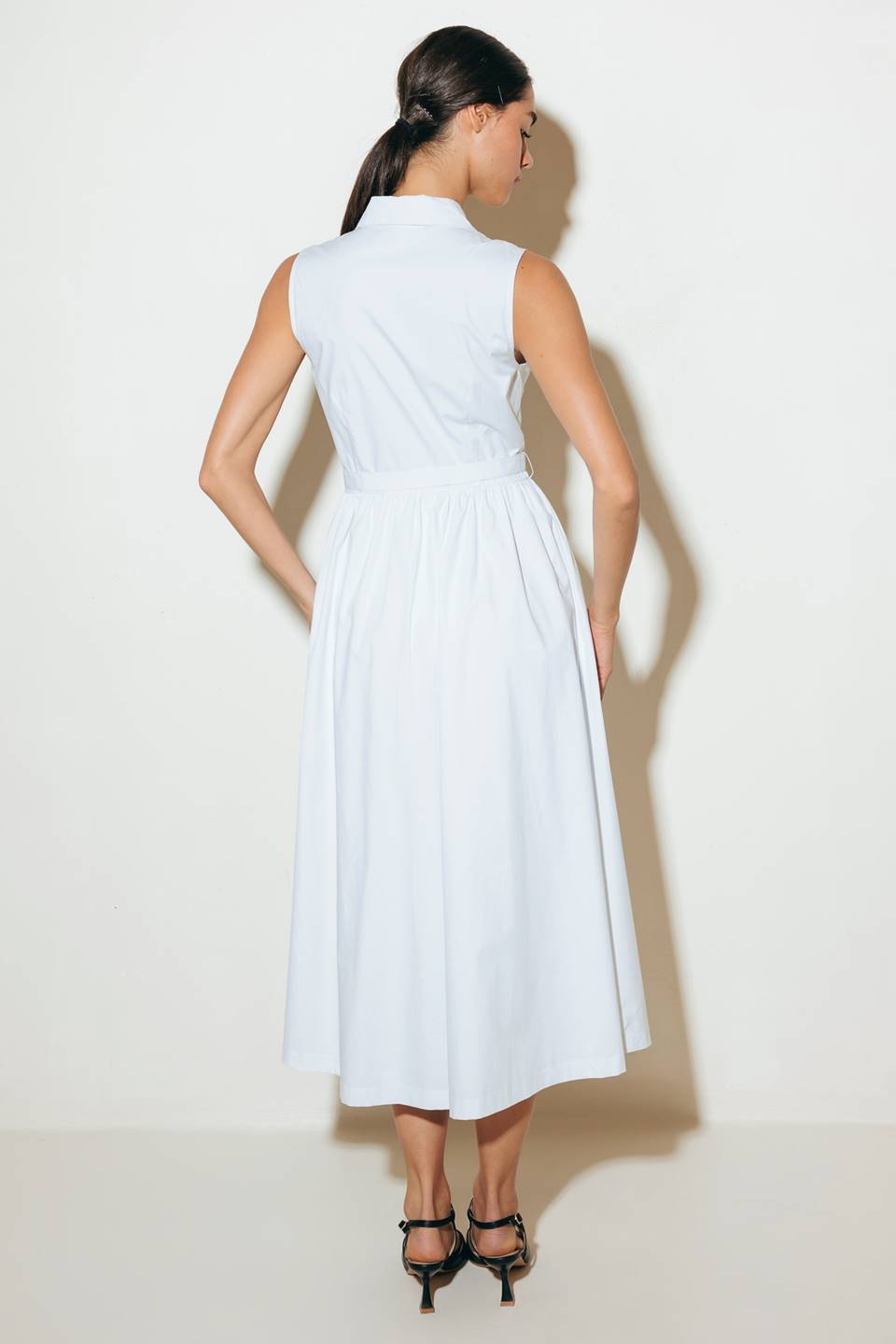 NUE EASE WHITE WOVEN MDI DRESS Flying Tomato